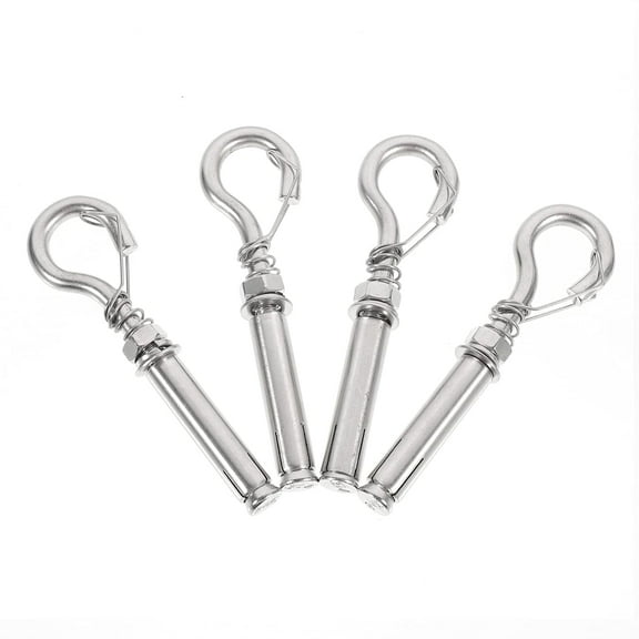 4pcs Cover Spring with Anchor Rings Concrete Steel Screw Hook Bolt Manhole Expansion Silver Ring Fastener Hooks Eye Stainless Internal M Wall Screws
