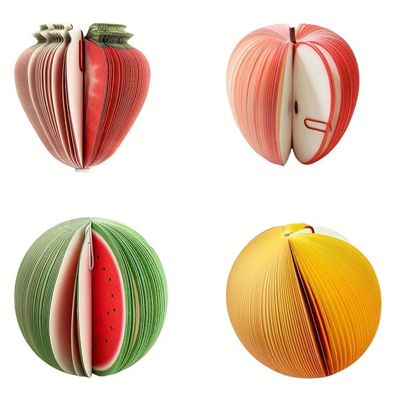 4pcs Creative Fruit Shaped Sticky Notes, DIY Sticky Notes, Multiple Fruit Shaped Sticky Notes, Unique Tearable Notepad, Novelty Notepad for Reminders, Messages, Office Supplies