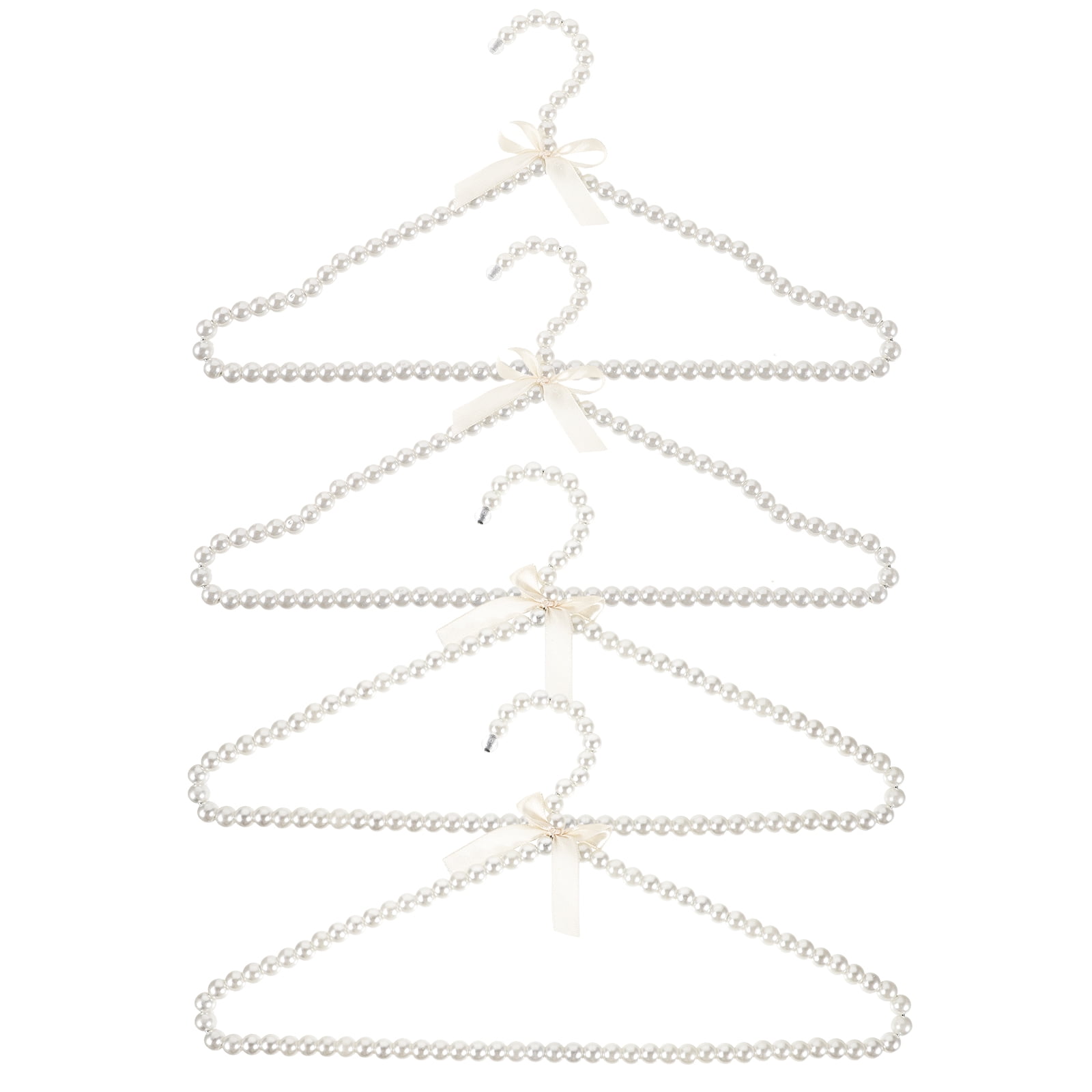 4pcs Creative Pearl Decorated Clothes Hanger Delicate Girls Garment Hanger Wedding Dress Hanger