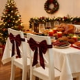 thumbnail image 1 of 4pcs Crowd-Pleaser Short Christmas Red Bow Chair Cover - Decorative Elastic Backrest Straps, Soft Wrinkle-Resistant Fabric for Holiday Dinners, Parties, Dining Room & Home Festive Displays, B, 1 of 9