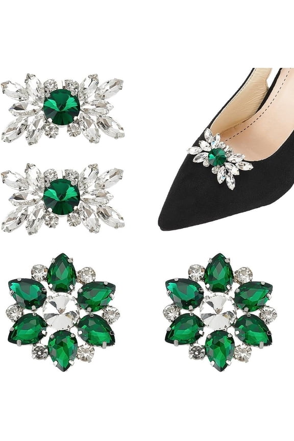 4pcs Crystal Rhinestone Shoe Clips 2 Styles Flowers Rhinestone Bridal Wedding Shoe Charms Shiny Snowflakes Shoe Decoration Clip DIY