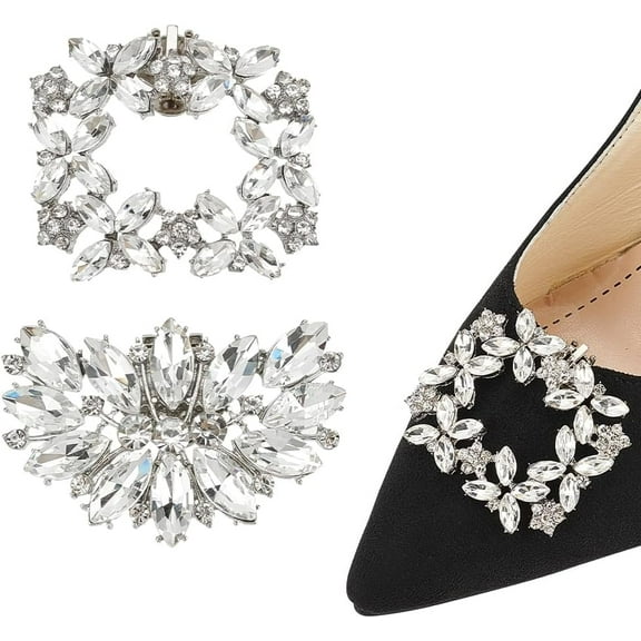 4pcs Crystal Rhinestone Shoe Clips 2Styles Rhinestone Shoe Clips Bridal Wedding Shoe Charms