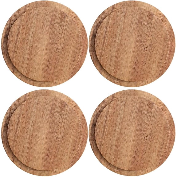 4pcs Cup Lid Cover Wooden Coffee Mug Wooden Tea Glass Drink Cup Lid Reusable Mug Lid Tea Kettle Lid for Keeping Warm