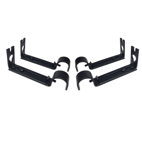 4pcs Curtain Drapery Rods Bracket Holder Extendable Drape Pole Holders Black