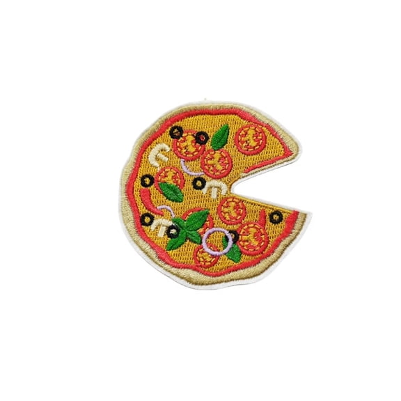 4pcs Cute Pizza Iron-On/Sew-On Patches - Colorful Food-Themed Embroidery Stickers for Crafts and Gifts