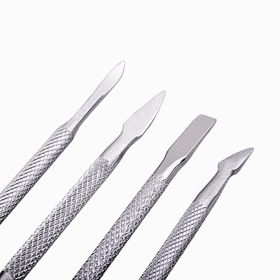4pcs Cuticle Pusher Stainless Steel Material Textured Appearance Small Compact Cuticle Nail Scraper for Beauty Salon
