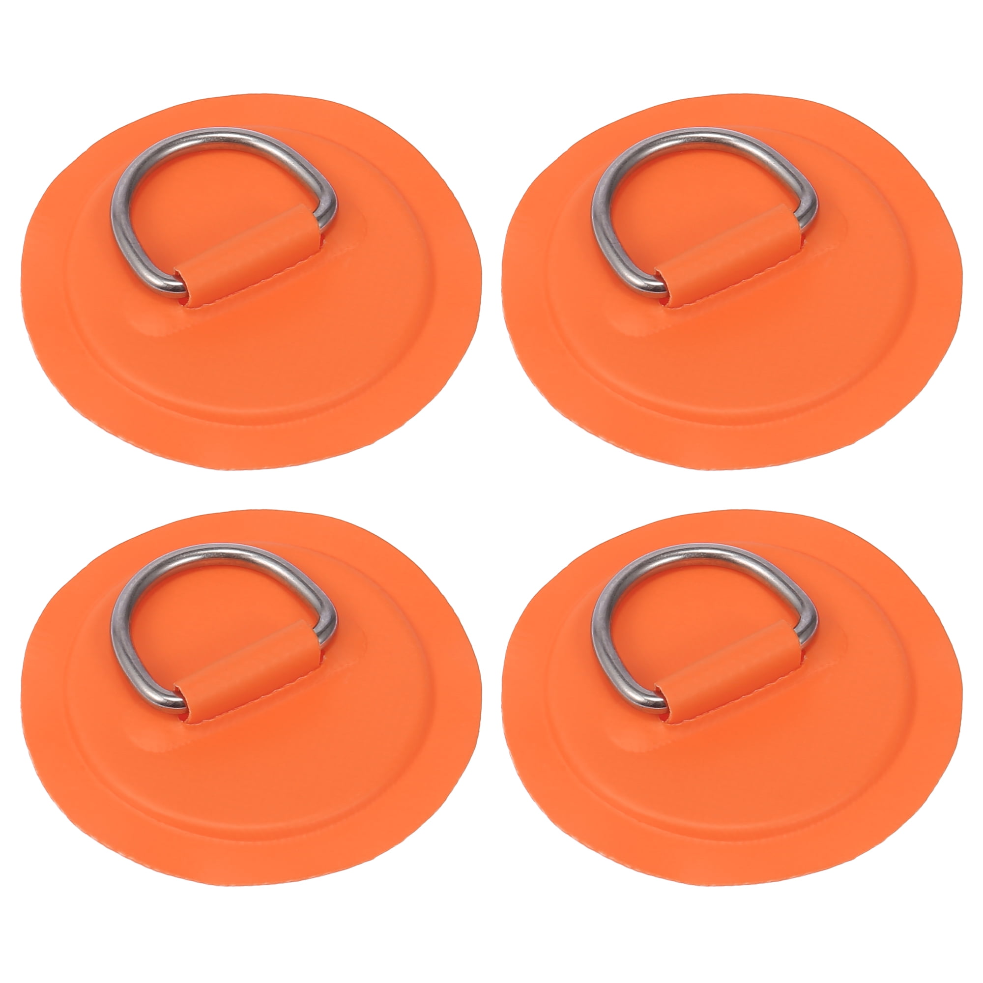 4pcs D Ring Patch PVC Stainless Steel Round Shape D Ring Pad Orange for ...