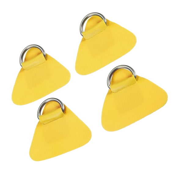 4pcs D Ring Patch Stainless Steel Triangle Shape Yellow for Inflatable Boat Kayak Canoe Deck
