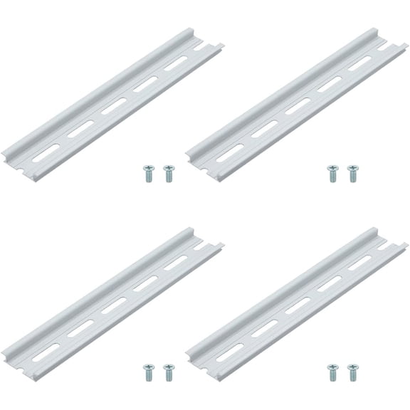 4pcs DIN Rails 8 Inch Long 35mm Wide 7.5mm High Aluminum Slotted Straight Guiding Track Bracket Extra Pins Included for DIY Hardware Components Mounting
