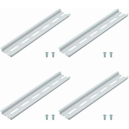 4pcs DIN Rails 8 Inch Long 35mm Wide 7.5mm High Aluminum Slotted Straight Guiding Track Bracket Extra Pins Included for Hardware Components Mounting