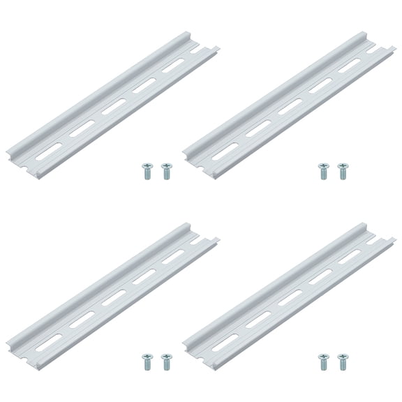 4pcs DIN Rails 8 Inch Long 35mm Wide 7.5mm High Aluminum Slotted Straight Guiding Track Bracket Extra Pins Included