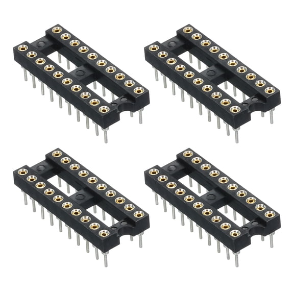 4pcs DIP IC Chip Socket Adapter Round Pin 20P 2.54mm Pitch IC Socket for PCB Board Chip, 7.5mm