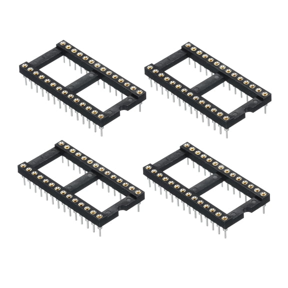 4pcs DIP IC Chip Socket Adapter Round Pin 28P 2.54mm Pitch IC Socket for PCB Board Chip, 15.5mm