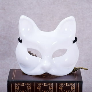 5 Pack DIY Blank Fox Cat Masks, Fox Cat White Paper Mask, Pure