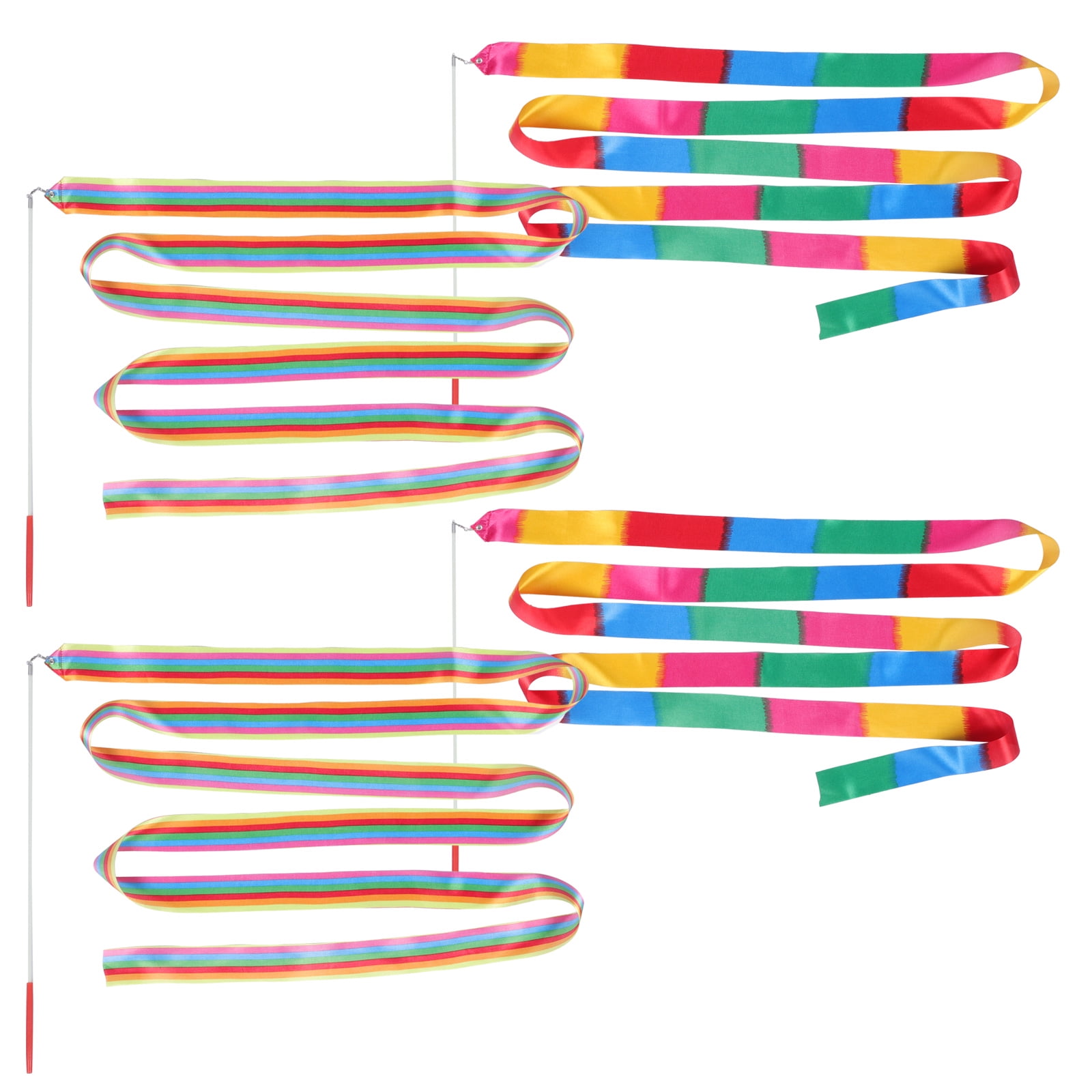 4pcs DIY Rainbow Ribbon Wrist Ribbons Dancing Ribbon Wind Ribbon Favors