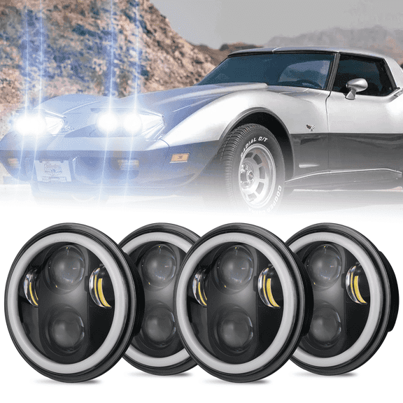 4pcs DOT 5.75" 5-3/4 H4 Round LED Headlights Sealed for Chevy Corvair High Low Beam