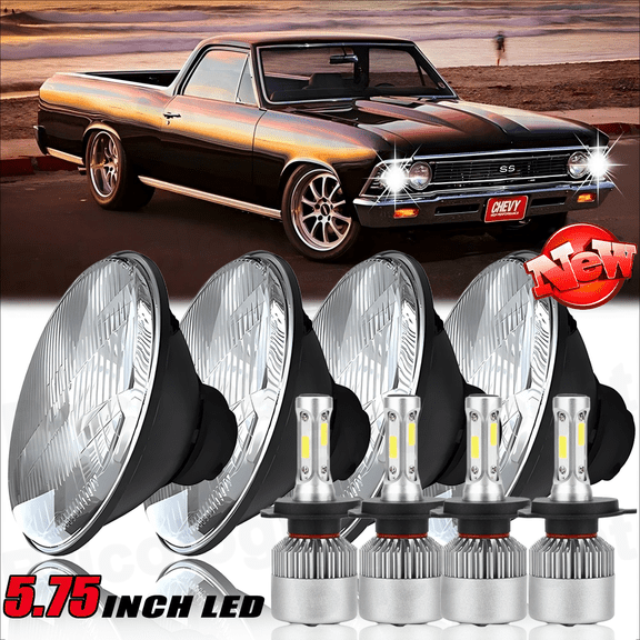 4pcs DOT 5.75"5-3/4 Round LED Headlights HI/LO Beam for Chevy El Camino Corvette