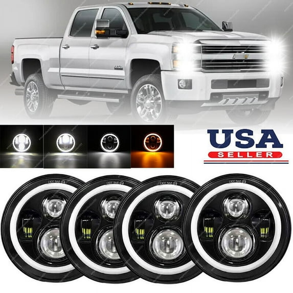 4pcs DOT 5.75" Round LED Headlights Halo DRL For Chevy 3100 Truck 1958 1959