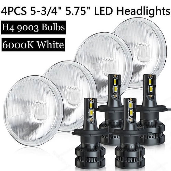 4pcs DOT 5.75" Round LED Headlights High/Low Beam White For Chevy Impala Bel Air El Camino