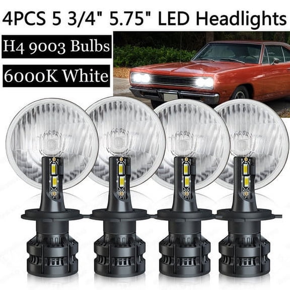 4pcs DOT 5.75" Round LED Headlights High/Low Beam White for Chevrolet Caprice 1966-1976