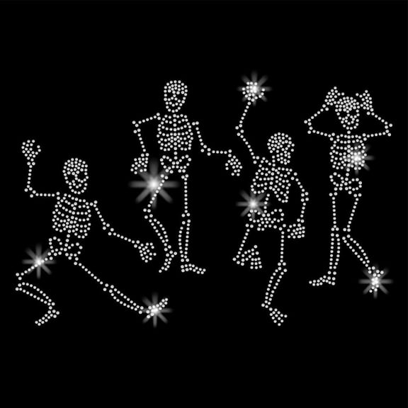 4pcs Dancing Man Iron on Rhinestones Funny Heat Transfer Stickers Iron on Decals Bling Rhinestone Patches