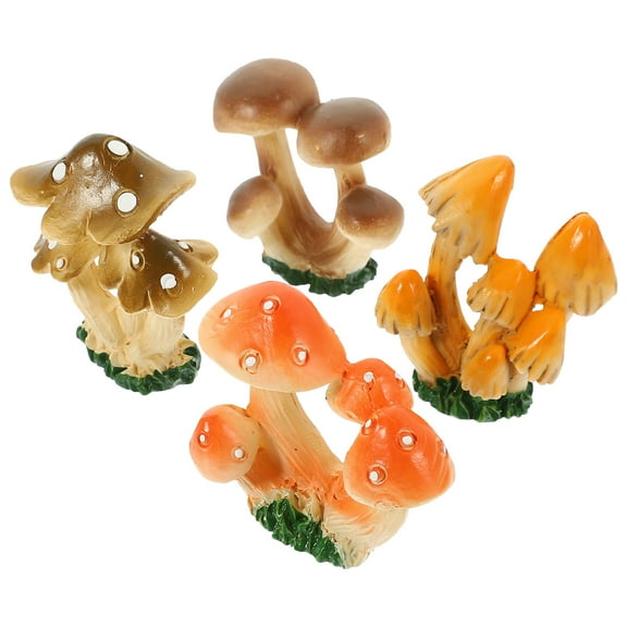 4pcs Desktop Mushroom Figurine Lawn Yard Decoration Adorable Craft Mushroom Statue for Garden
