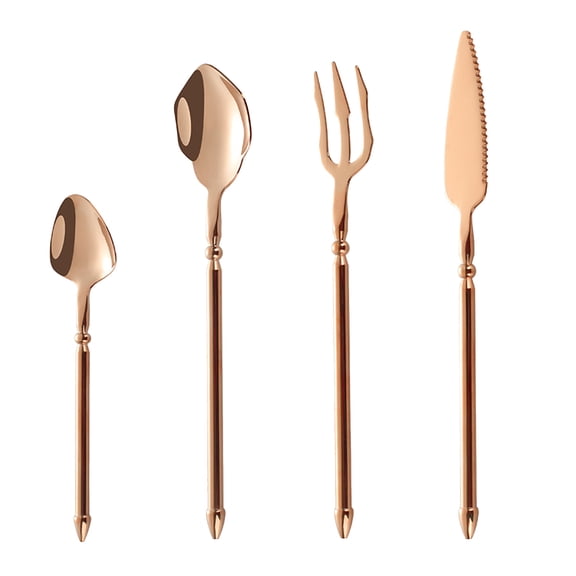 4pcs Devil Design Stainless Steel Tableware Set, Steak Knife Fork Salad Dessert Spoon Tea Spoon, Premium Flatware Cutlery Set for Dinner Party Restaurant Home Kitchen, Unique Gothic Style Utensil Set