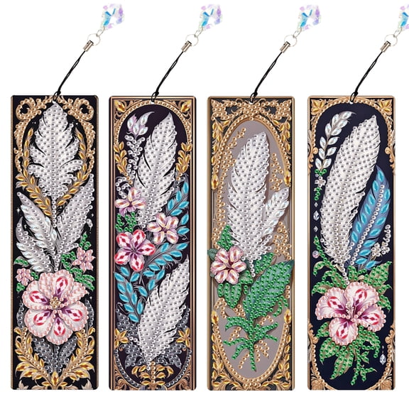 4pcs Diamond Art Painting Kit Flower Feather