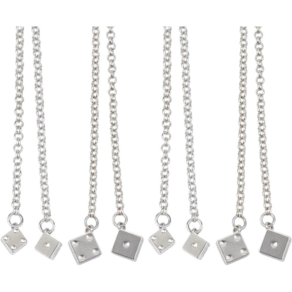 4pcs Dice with Dots Car Hanging Ornament Creative Hanging Dice Metal Pendant Car Rear View Mirrors Charms Decor Pendent Accessories