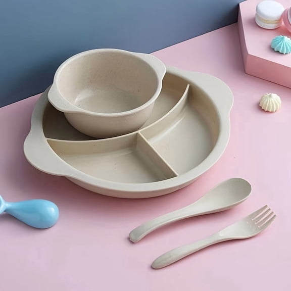4pcs Dinner Set for Home, European Style, Cute Plate Bowl Spoon and Fork Tableware Set