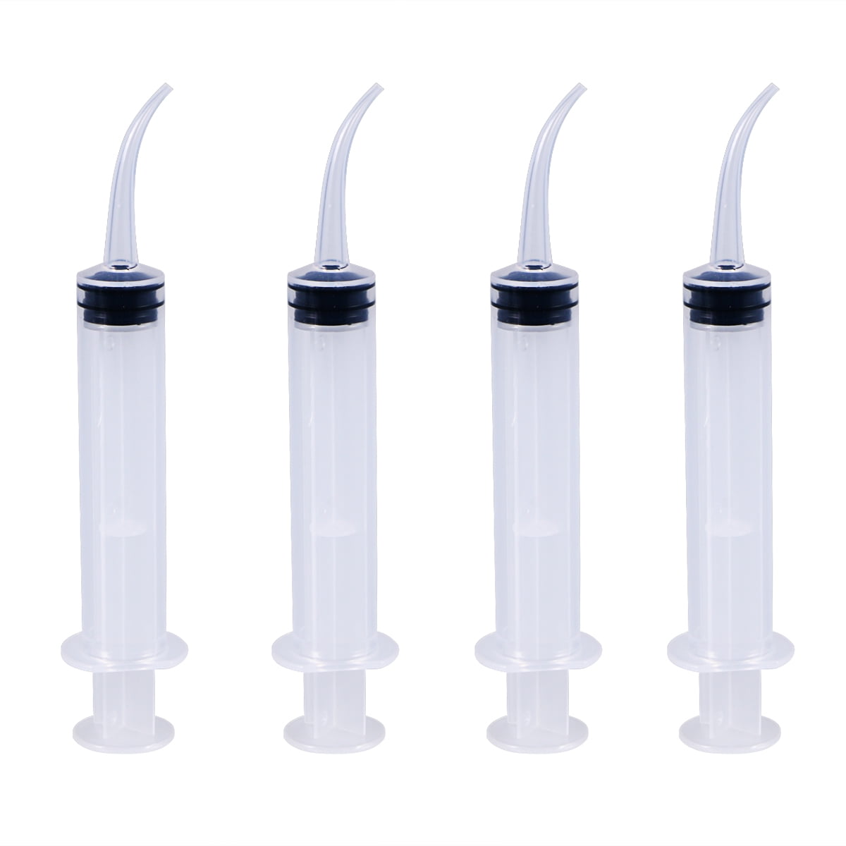 4pcs Disposable Dental Irrigation Syringe with Curved Tip for Dental Care