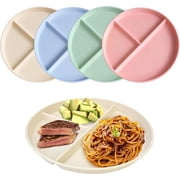 4pcs Divided Dinner Plates Portion Control Plates 3 Compartment Diet Plates, 9 inches