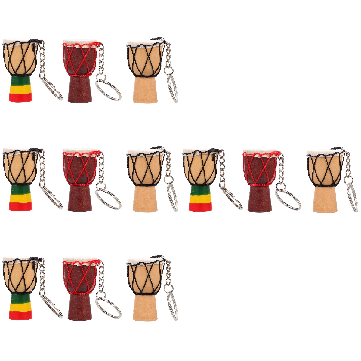 4pcs Djembe African Drum Keychain 3pcs Congo African Wood Drum Key