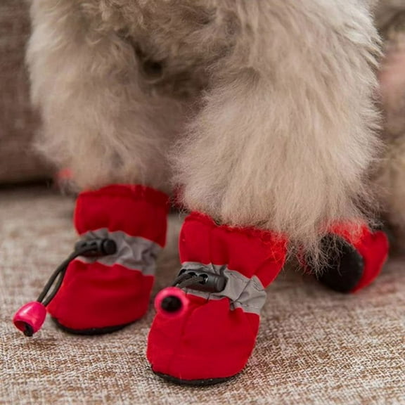 4pcs Dog Shoes for Hot Pavement Paw Protector, Anti-Slip Cats Dogs Boots with Reflective Straps Lightweight Walking Pet Booties for Small and Medium Pets
