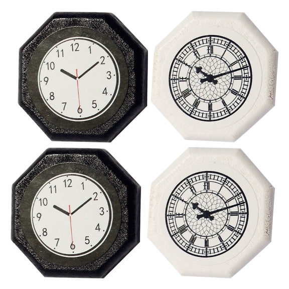 4pcs Miniature Dollhouse Wall Clocks Set, Realistic Small Clock Accessories for Doll Houses and Miniature Scenes