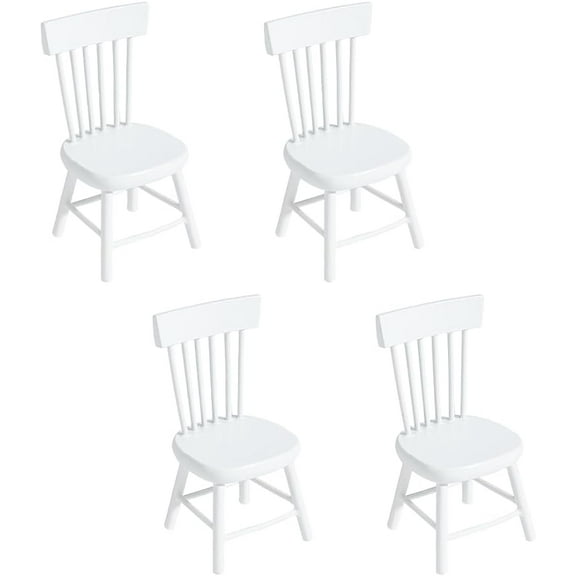 4pcs Dollhouse Furniture Chairs 1/12 Miniature Chairs Mini Wood Chair Tiny Furniture Model Chair