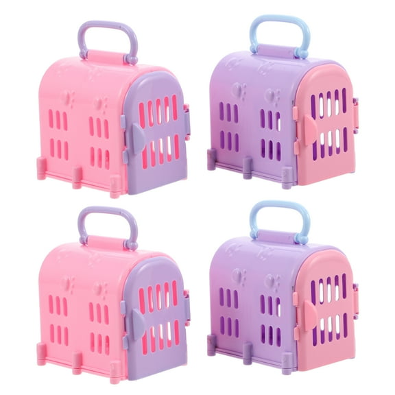4pcs Dollhouse Pet Travel Box for Small Dogs and Cats Miniature Animal Carrier for Pretend Play Tiny Realistic Pet Travel Cage Accessories Color