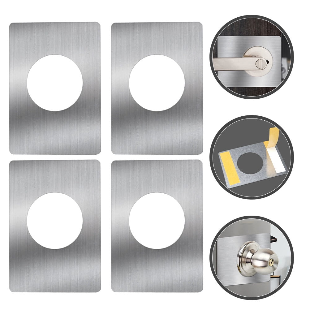 4pcs Door Hole Cover Plates Stainless Steel Strike Plates Door Knob