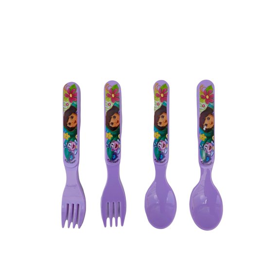 4pcs Dora The Explorer Flatware Set - Purple Color Kids Froks And Sppon Set
