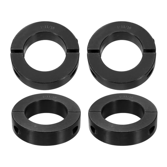 4pcs Double Split Shaft Collar for 1-11/16" Shaft, Two-Piece Clamping Collar, Black Oxide Steel Lock Collar Clamp