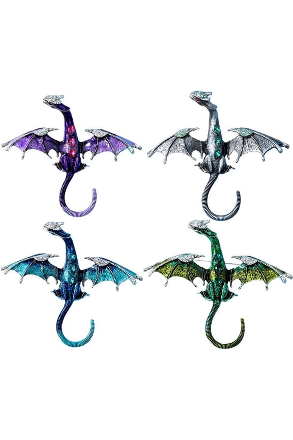 4pcs Dragon Brooch Pins Vintage Rhinestone Flying Dragon Brooch Lapel Pin Clothing Hat Bag Accessories for Men Women