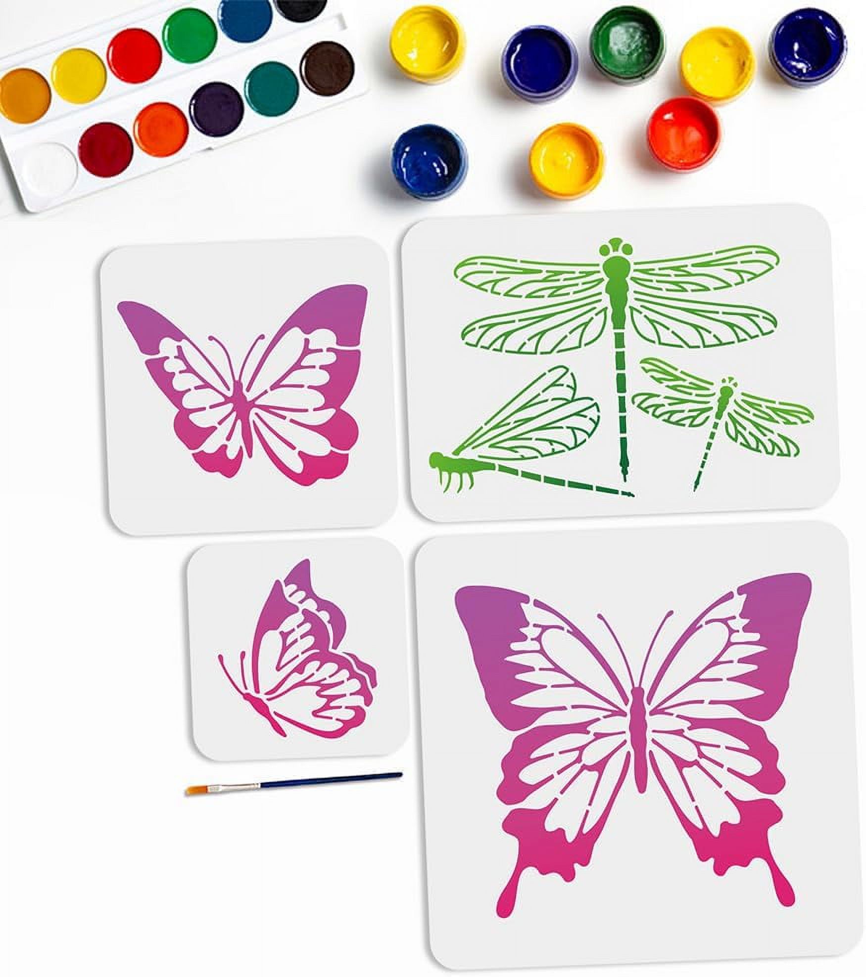 4pcs Dragonfly Butterfly Stencils 6~11.8inch 4 Sizes Small Butterfly ...