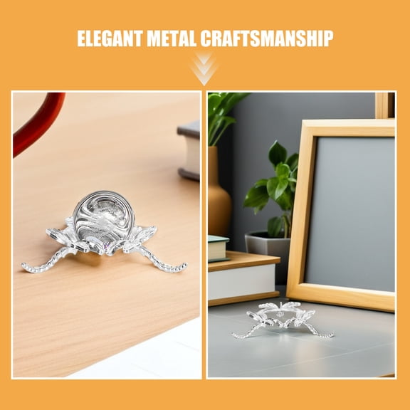 4pcs Dragonfly Crystal Ball Stand: Sphere Display Stand - Globe Stone Display Rack Pedestals For Rocks Marbles Tennis Silver