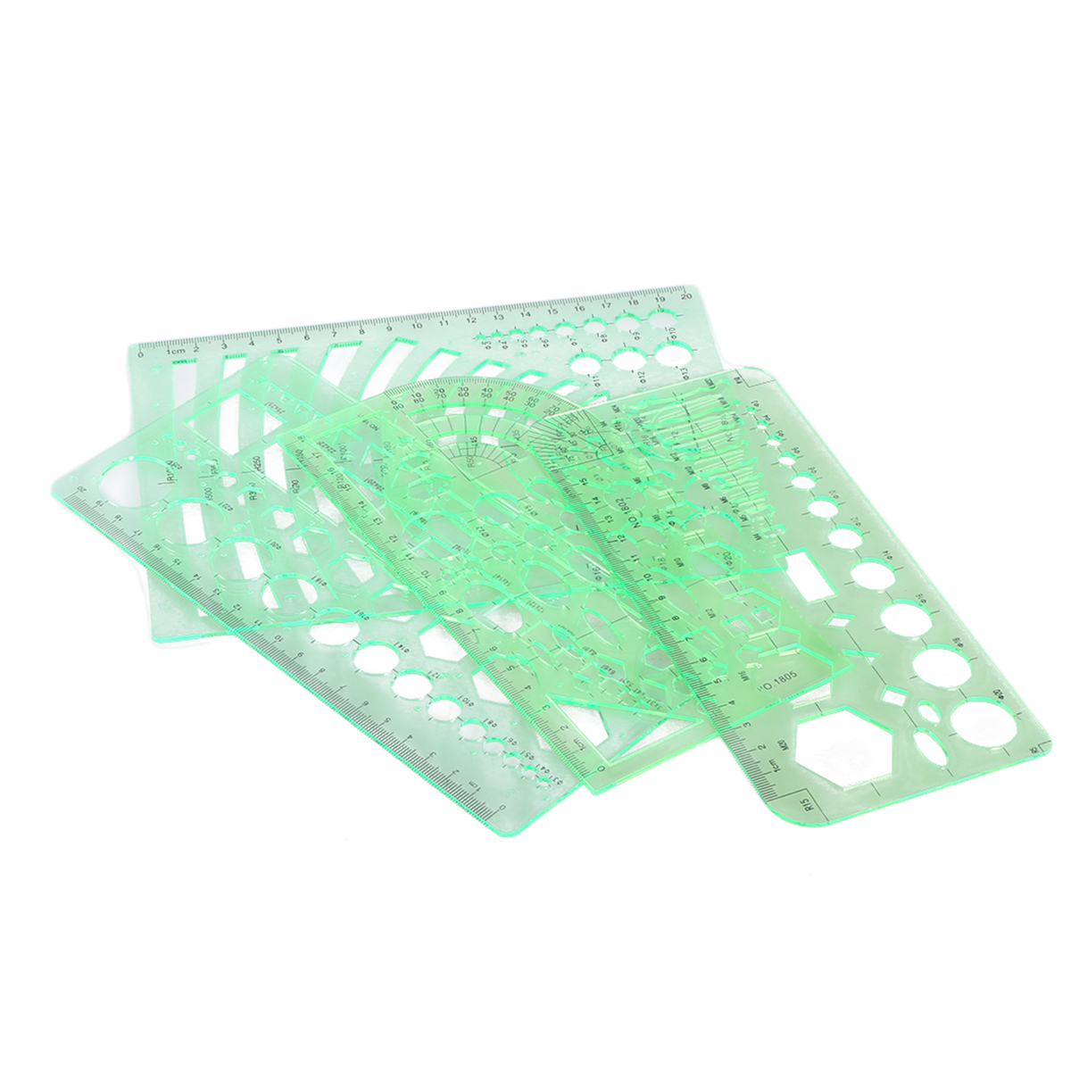 4pcs Drawings Templates Measuring Geometric Rulers Plastic Draft Rulers