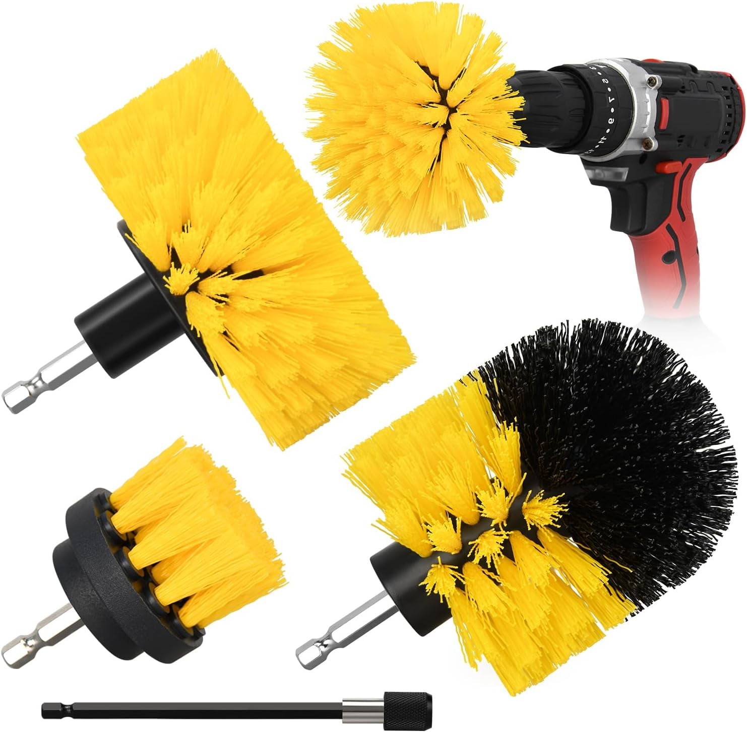 4pcs Drill Brush Attachment Kit, 2025 New Grout Drill Brush Set, All ...
