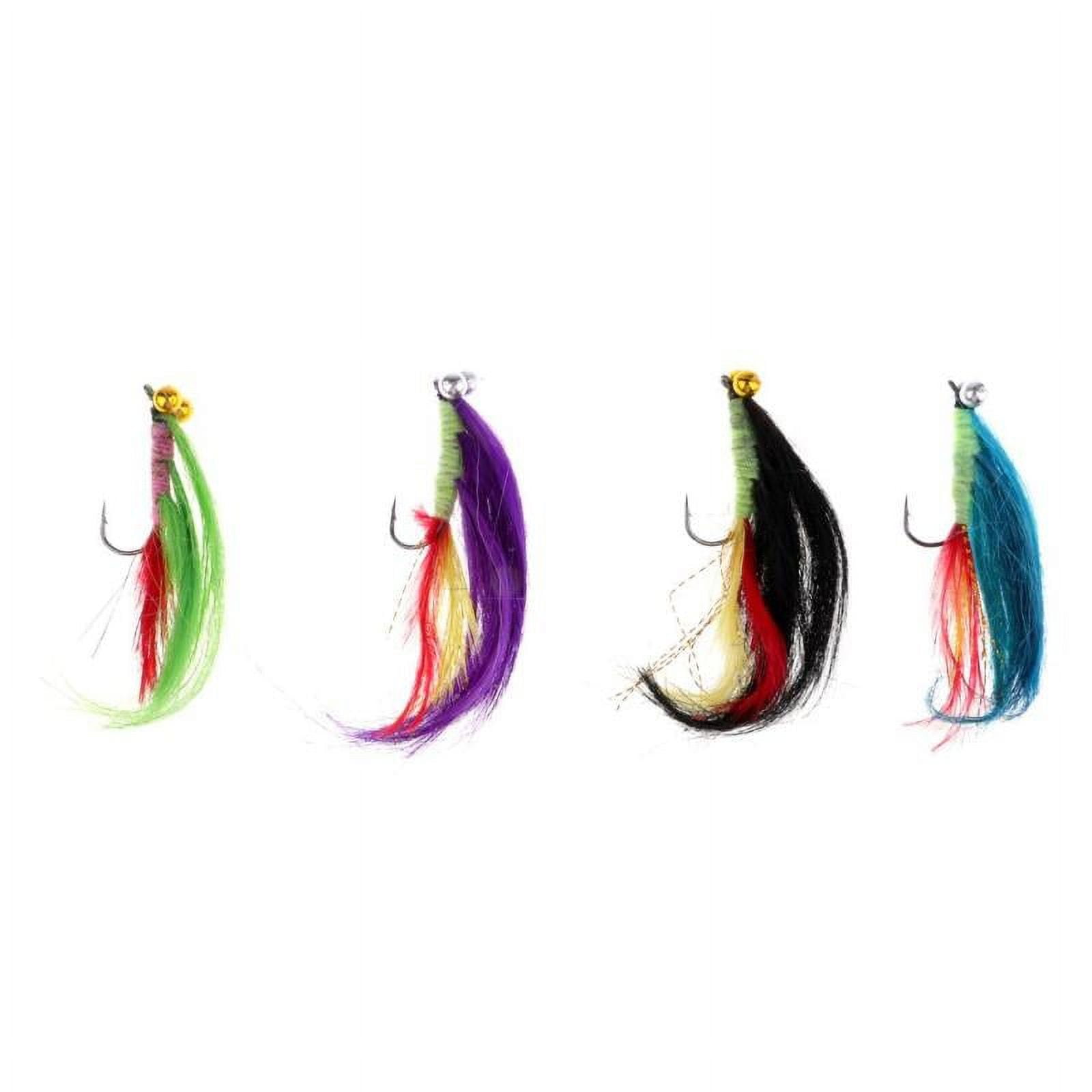4pcs Dry Fly Lure Single Hook Various Colors Long Tail Fish Feather Hook  Trout Fishing Dry Flies