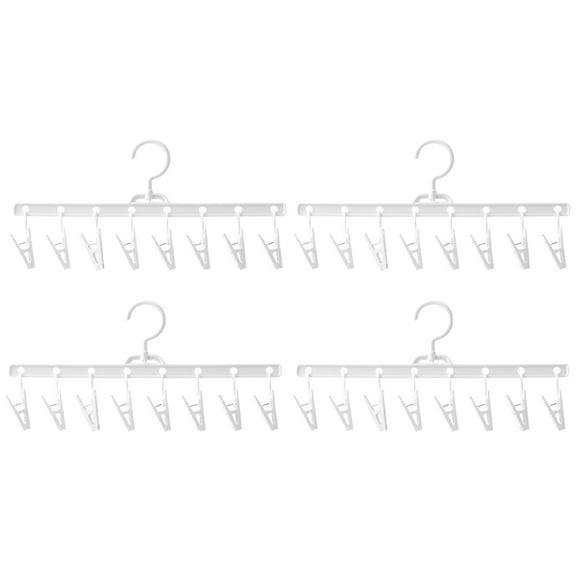 Set of 4 Portable Clothes Drying Racks with Clips for Socks, Underwear, Small Garments - White ABS Material