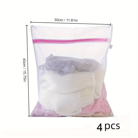 4pcs Durable Mesh Laundry Bags with Secure Zippers - Travel-Friendly Cloth Protection for Lingerie, Bras, and Socks