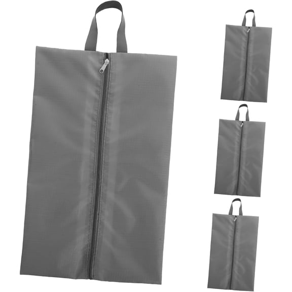 4pcs Dustproof Portable Shoe Bags Large Travel Storage for Boots and Sneakers with Zipper Closure Essential Organizer Grey
