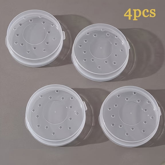 4pcs Dustproof Powder Puff Storage Box with Ventilation Holes, Reusable Cosmetic Organizer, Portable Round Case, Transparent